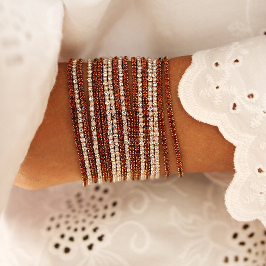Bracelet Manchette Strass Blanc– Set de 10 Bracelets ✨