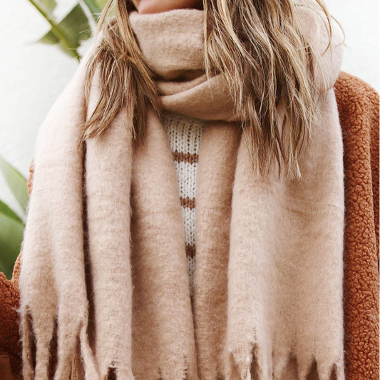 🧣 Écharpe Chaude Camel– 70% Viscose & 30% Laine ❄️