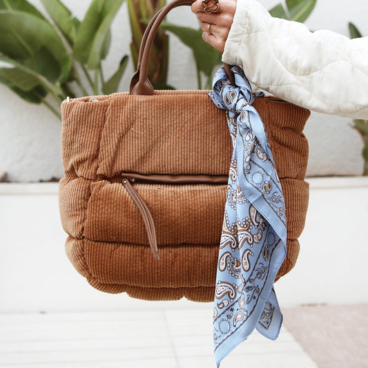 👜 Sac en Velours Côtelé Camel – Douceur & Style Bohème