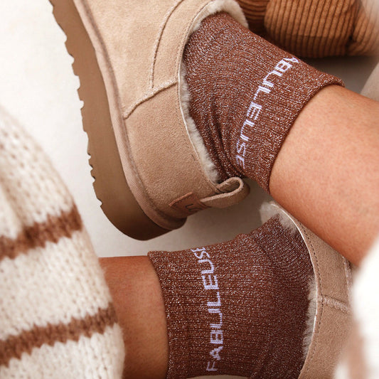 Chaussettes à Paillettes Camel – "Fabuleuse" ✨🧦