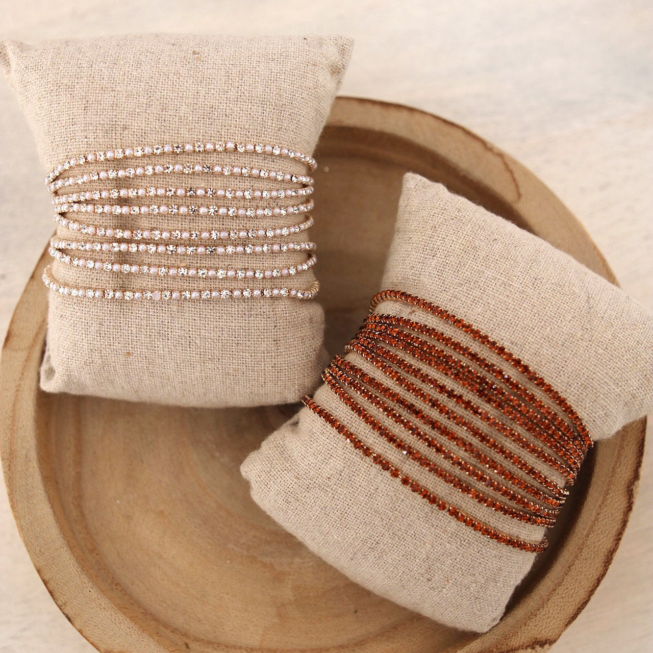 Bracelet Manchette Strass Camel – Set de 10 Bracelets ✨