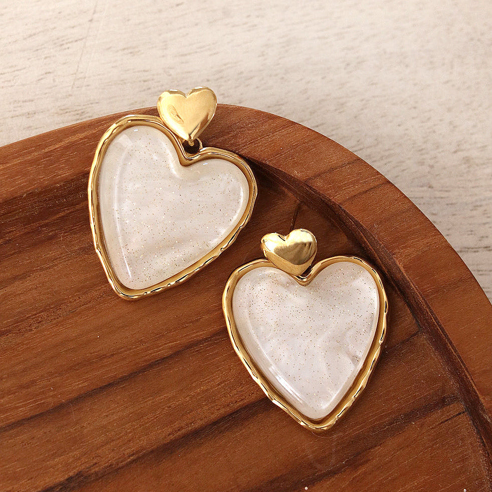 Boucles d’Oreilles Cœur Éclat - Blanc