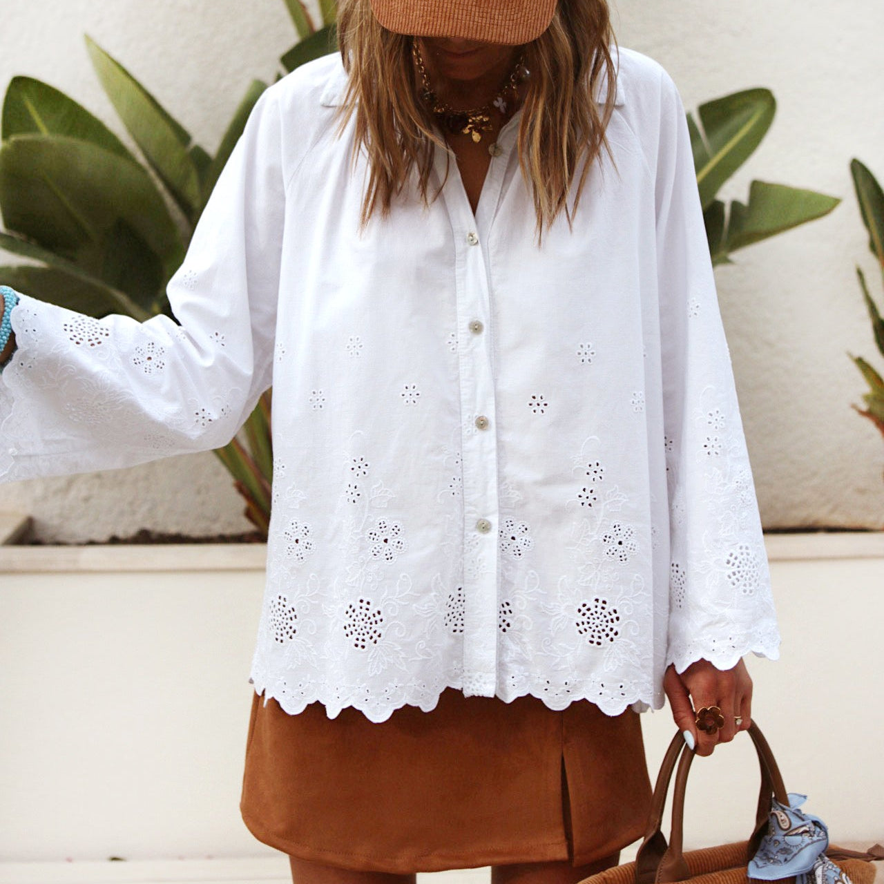 ✨ Chemise brodée “Romantica” - Blanc