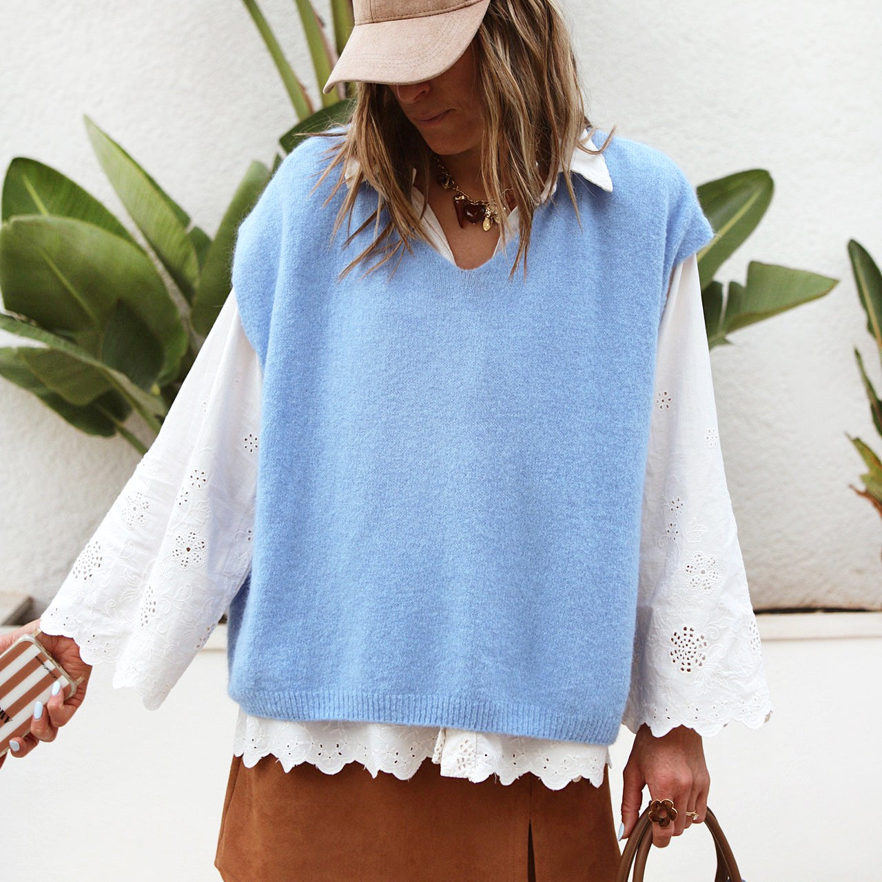 💙 Pull sans manches “Blue Alpaga”